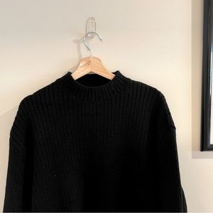 Zara Man Black Heavy Knit Mock Neck Sweater
